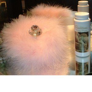 Raspberry Vanilla  Scented Dusting Powder w/ Feather Trimmed Puff Set